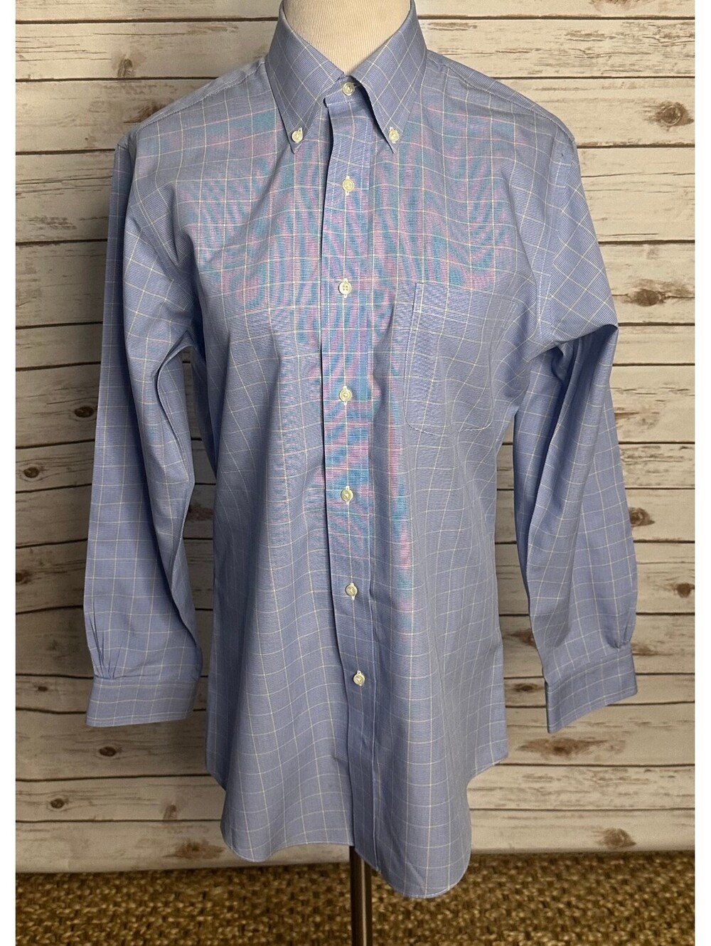 Brooks Brothers Classic Non-Iron cotton blue check button-down shirt Size 15-32